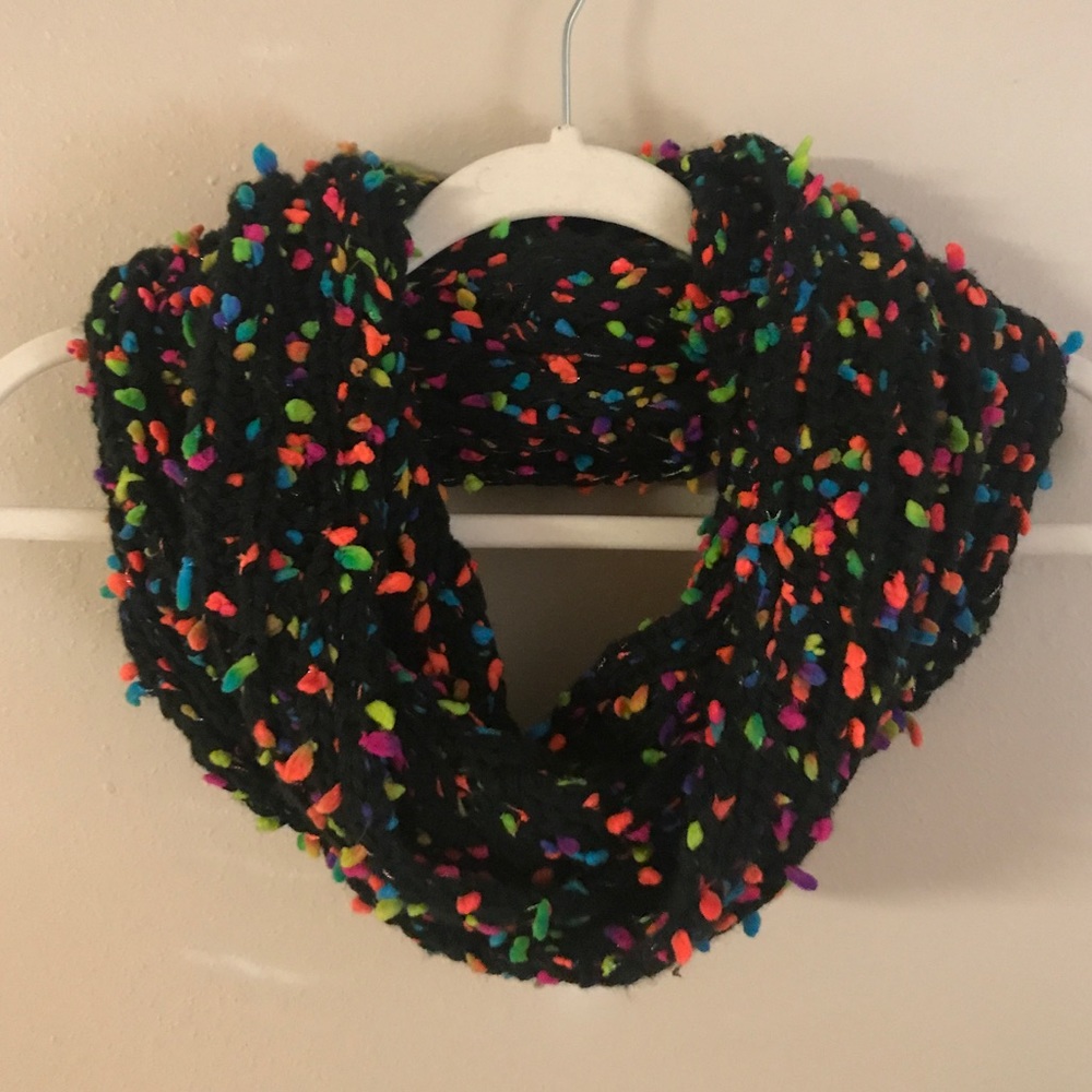 Colorful knit infinity scarf